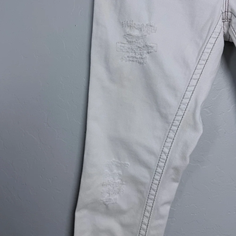Rock Revival women's Arjean White Distressed Skinny‎ Jeans Thick Stitch 31